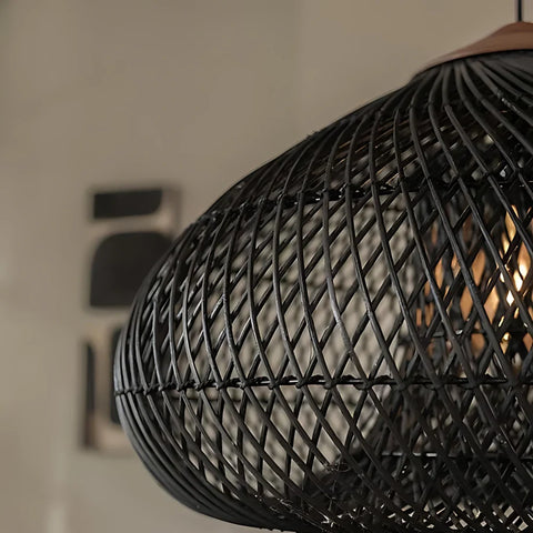 Pendant Light with Handwoven Rattan Shade