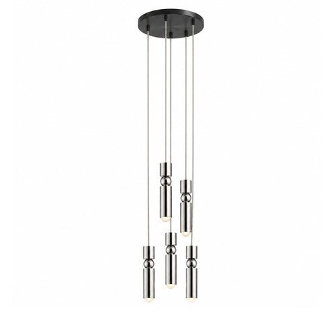 Pendant Light with Metal Cylinders and Decorative Sphere Detail