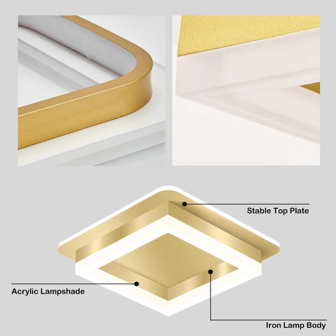 Square LED Flush Mount Ceiling Light with Layered Frame
