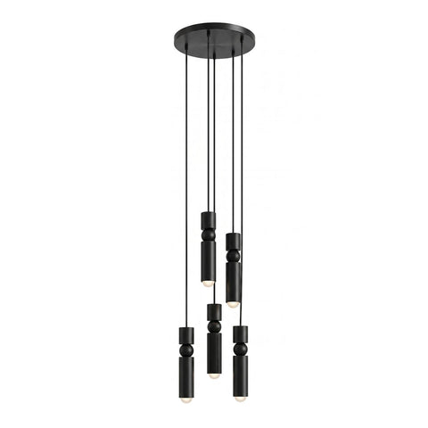Pendant Light with Metal Cylinders and Decorative Sphere Detail