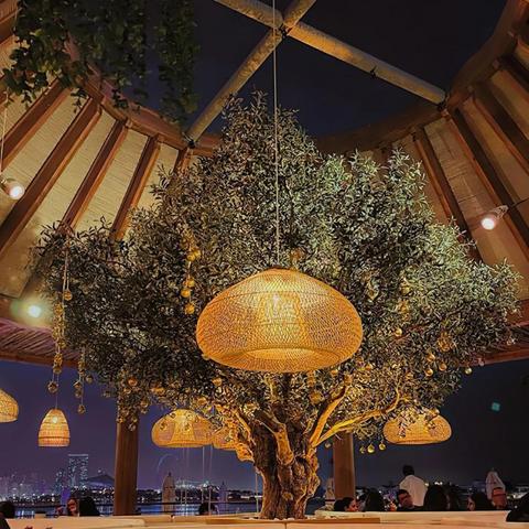 Pendant Light with Handwoven Rattan Shade