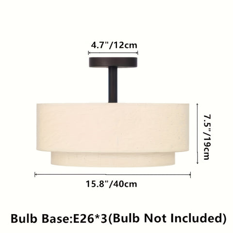 Modern Linen Drum Semi-Flush Mount Ceiling Light