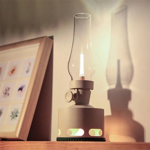 LED Lantern with Rechargeable Battery and Dimmable Oil Lamp Design