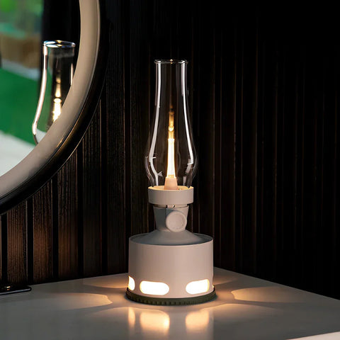 LED Lantern with Rechargeable Battery and Dimmable Oil Lamp Design