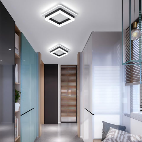 Square LED Flush Mount Ceiling Light with Layered Frame