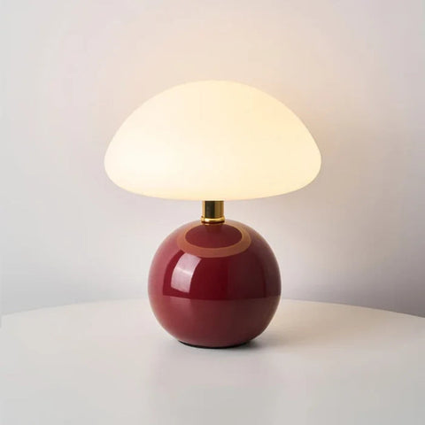 Ceramic Mushroom Table Lamp with Frosted Dome Shade