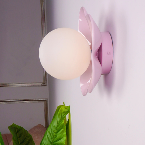 Flower Petal Wall Sconce with Frosted Globe Shade