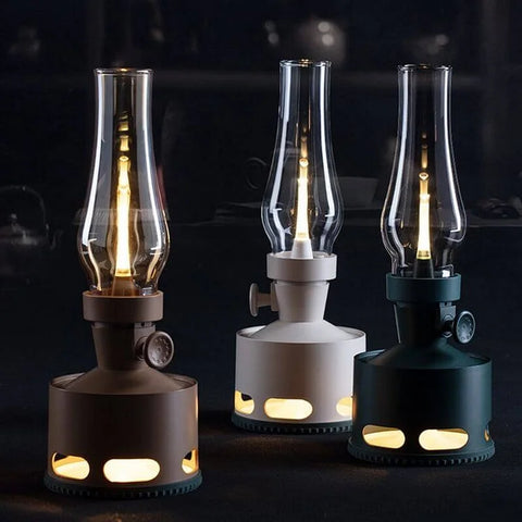 LED Lantern with Rechargeable Battery and Dimmable Oil Lamp Design