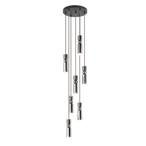 Pendant Light with Metal Cylinders and Decorative Sphere Detail