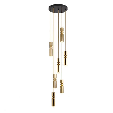 Pendant Light with Metal Cylinders and Decorative Sphere Detail