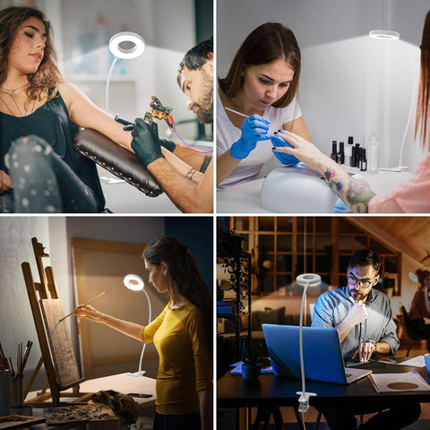 LED Desk Clamp Lamp with Flexible Gooseneck, 3 Color Modes and 10 Brightness Levels