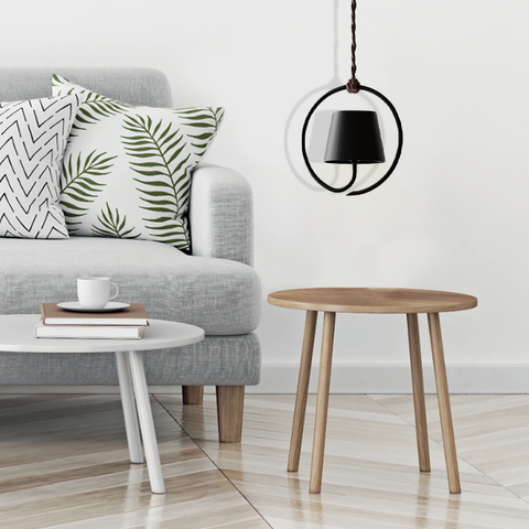 Rechargeable LED Pendant Lamp with Circular Frame, Touch Dimming and Warm Light