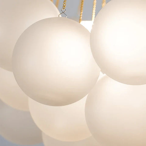 Frosted Glass Bubble Chandelier with Metal Frame