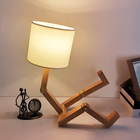 Adjustable Wood Table Lamp with Fabric Shade for Directional Light