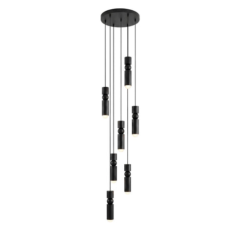 Pendant Light with Metal Cylinders and Decorative Sphere Detail