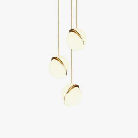 Pendant Light with Acrylic Globe and Curved Brass Crescent Detail