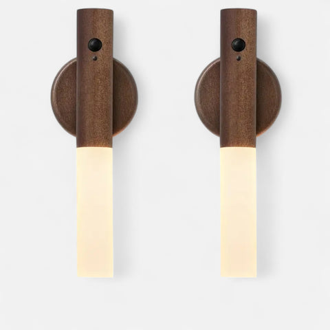 Motion-Activated Wooden Wall Lamp – Rechargeable LED Night Light
