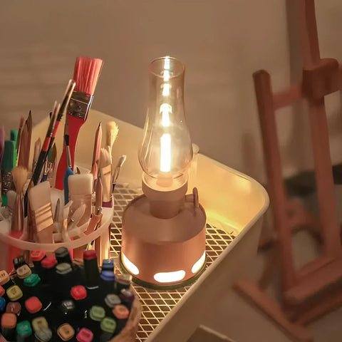 LED Lantern with Rechargeable Battery and Dimmable Oil Lamp Design