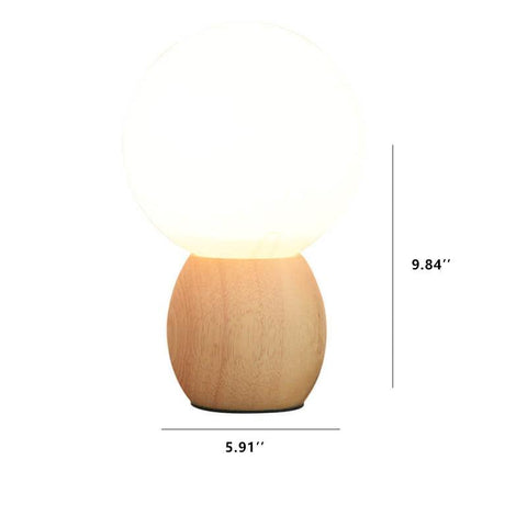 Wood and Glass Globe Table Lamp with Plug-In Power
