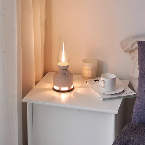 LED Lantern with Rechargeable Battery and Dimmable Oil Lamp Design