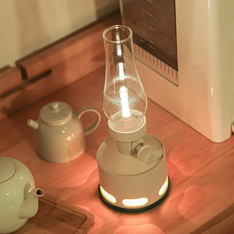 LED Lantern with Rechargeable Battery and Dimmable Oil Lamp Design