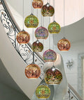3D Firework Glass Pendant Light with Textured Globe Shade — product view
