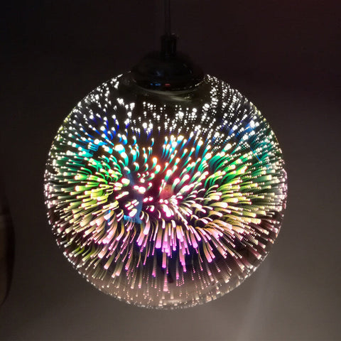 3D Firework Glass Pendant Light with Textured Globe Shade — product view