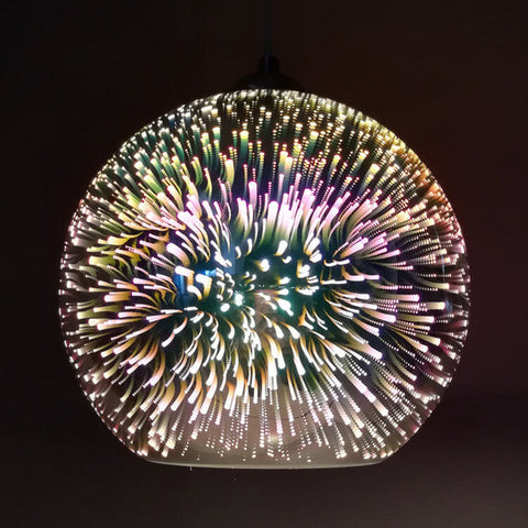 3D Firework Glass Pendant Light with Textured Globe Shade — product view