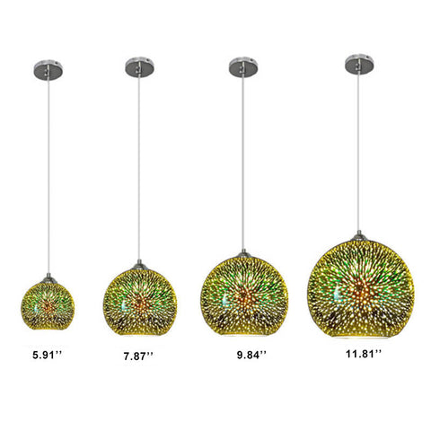 3D Firework Glass Pendant Light with Textured Globe Shade — product view