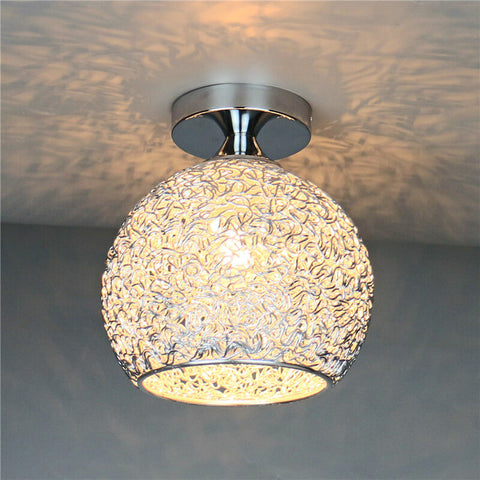Textured Metal Semi-Flush Ceiling Light with Rounded Shade