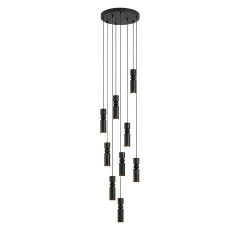 Pendant Light with Metal Cylinders and Decorative Sphere Detail