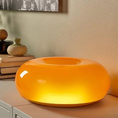 Glass Donut Table Lamp with Integrated LED Light