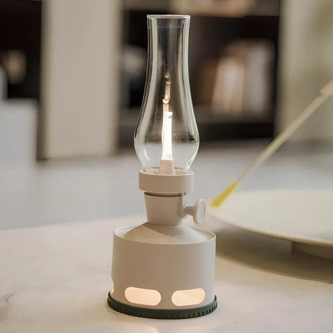 LED Lantern with Rechargeable Battery and Dimmable Oil Lamp Design