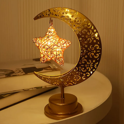 Crescent Moon and Star Decorative Table Lamp
