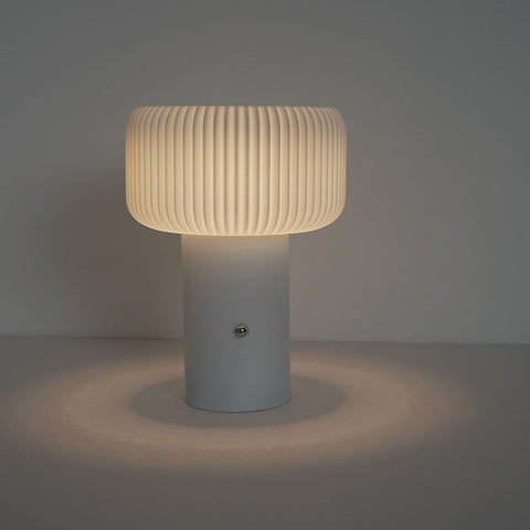 Mushroom-Shaped Table Lamp with Ribbed Shade, Three-Color Dimmable Lighting and Touch Control