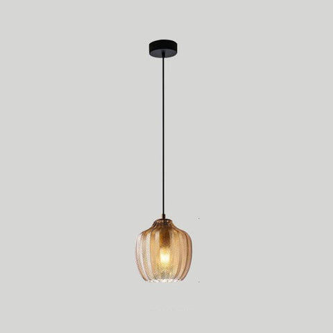 Wavy Glass Pendant Light with Textured Barrel Shade