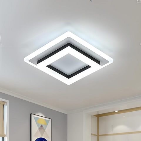 Square LED Flush Mount Ceiling Light with Layered Frame