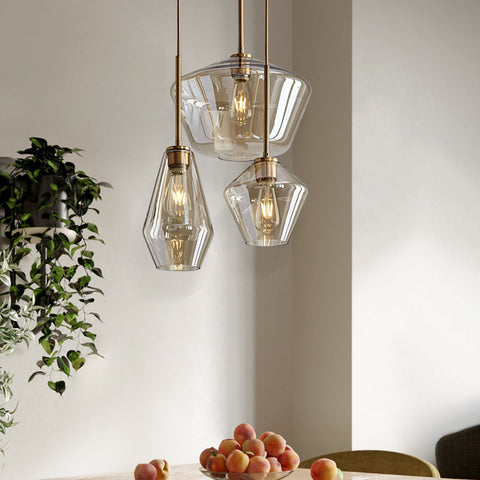 Faceted Glass Pendant Light for Dining and Living Room Accent Lighting