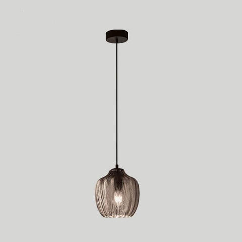 Wavy Glass Pendant Light with Textured Barrel Shade