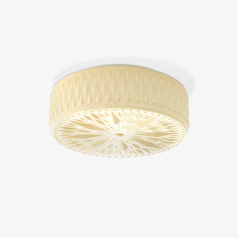 Ceiling Light with Textured Glass Drum Shade and Warm LED Light