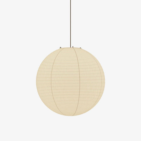 Pendant Light with Round Paper Lantern Shade and Bamboo Frame