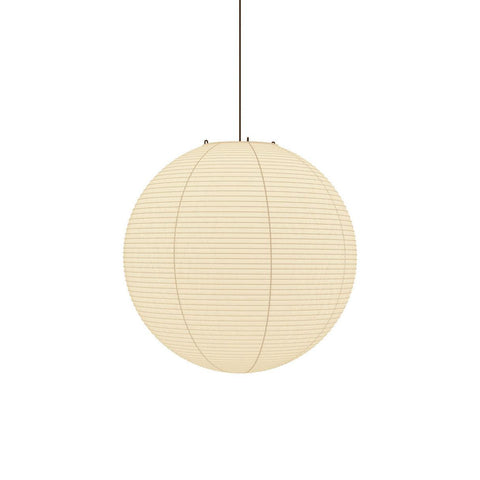 Pendant Light with Round Paper Lantern Shade and Bamboo Frame