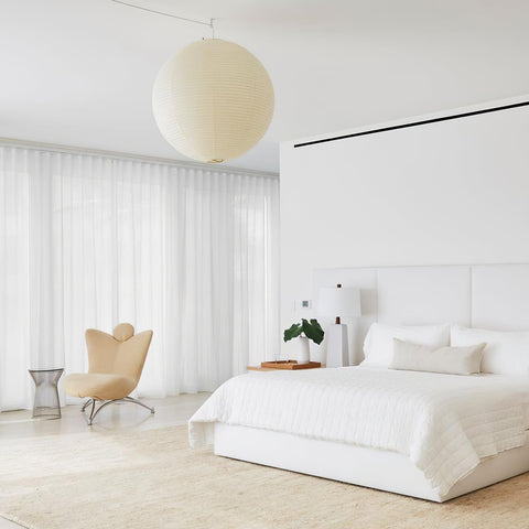 Pendant Light with Round Paper Lantern Shade and Bamboo Frame