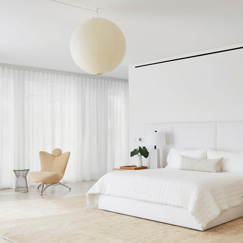 Pendant Light with Round Paper Lantern Shade and Bamboo Frame