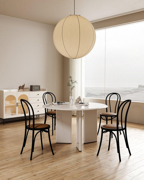 Pendant Light with Round Paper Lantern Shade and Bamboo Frame