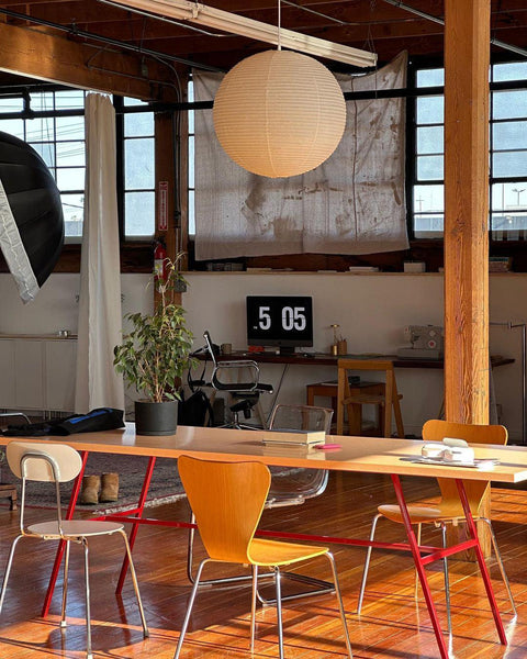Pendant Light with Round Paper Lantern Shade and Bamboo Frame