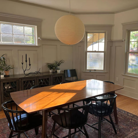 Pendant Light with Round Paper Lantern Shade and Bamboo Frame