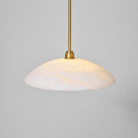 Alabaster Dome Pendant Lamp with Warm Brass Hardware
