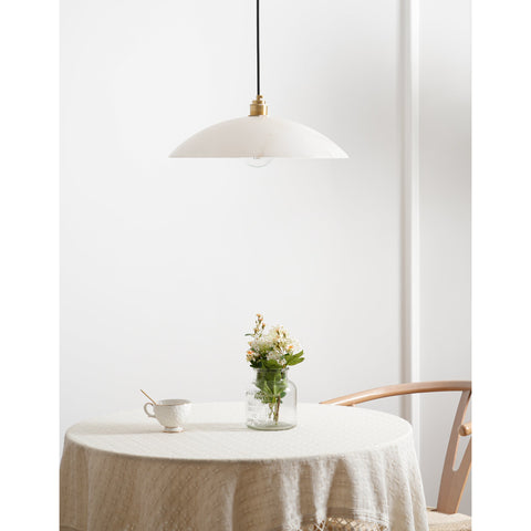 Alabaster Dome Pendant Lamp with Warm Brass Hardware