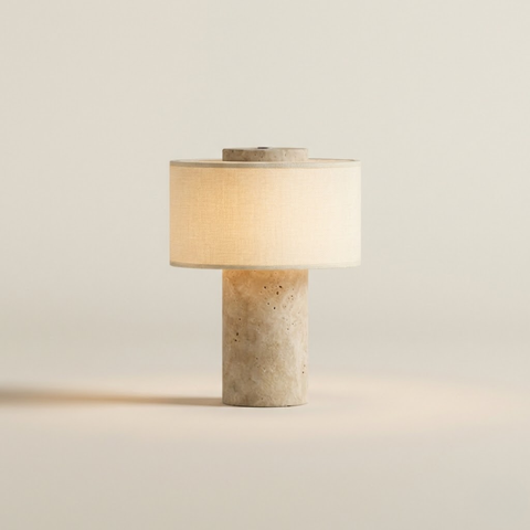 Portable Marble and Linen Rechargeable LED Table Lamp with Touch Dimming